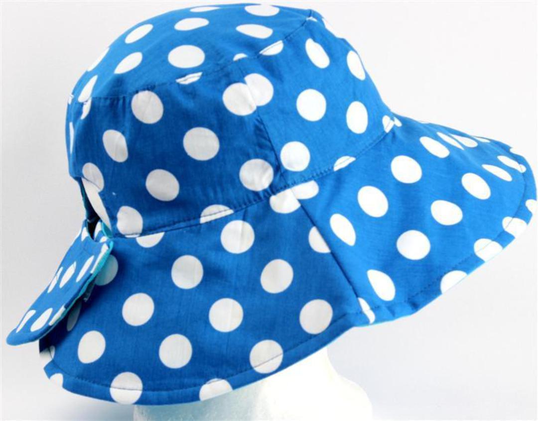 Reversible spotted ponytail hat turq/white Code: HS/5790 image 0
